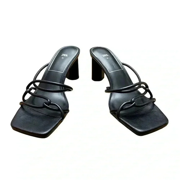 NWOT, ZARA, Elegant Black Strappy High-Heel Sandals, Size 38 👠 - Picture 6 of 12